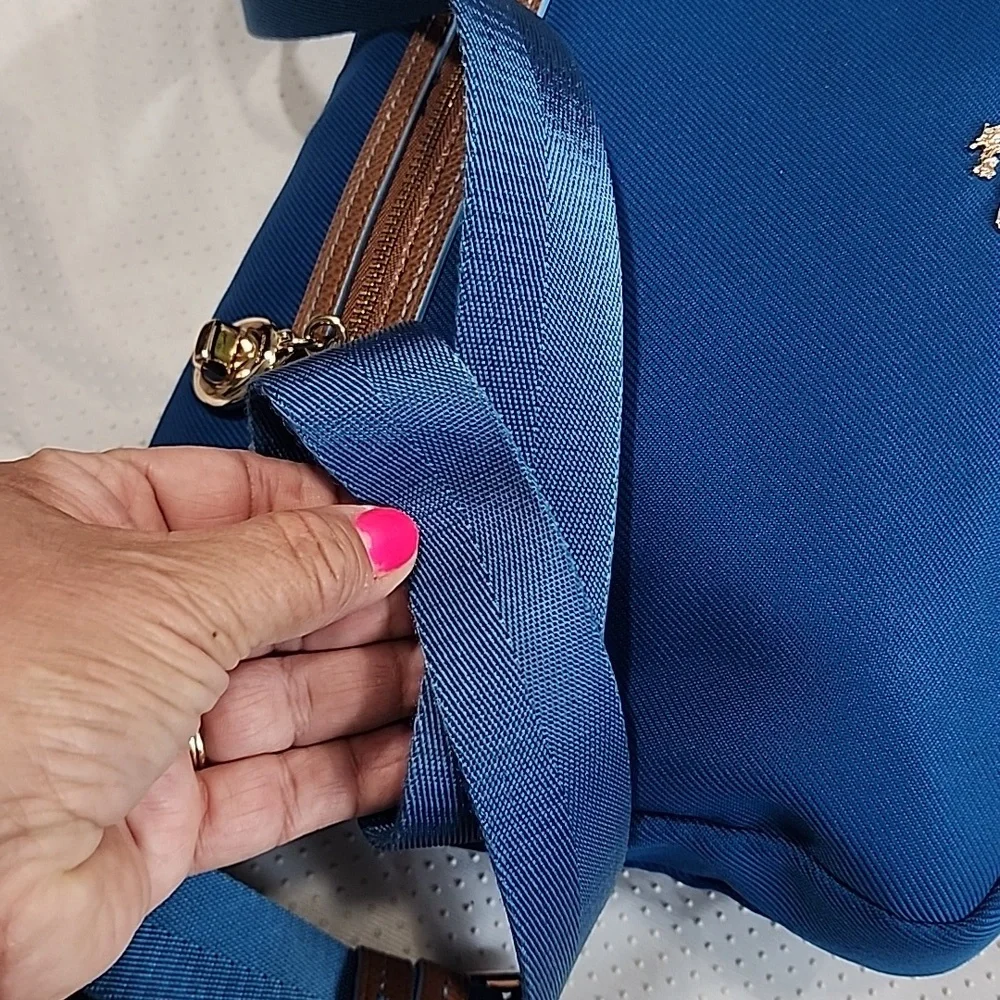 Coach F37239 Sawyer  Blue Canvas Crossbody Bag